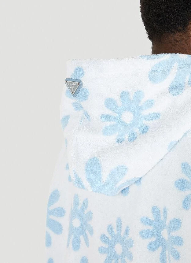 商品Prada|Floral Fleece Hooded Sweatshirt in Light Blue,价格¥8394,第5张图片详细描述
