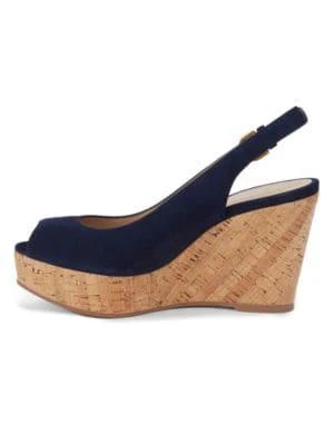 商品Stuart Weitzman|Women's Jean Suede Slingback Wedge Sandals,价格¥1578,第4张图片详细描述
