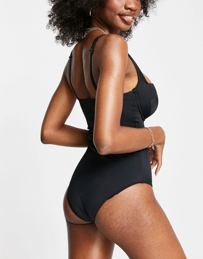 商品ASOS|ASOS DESIGN fuller bust moulded underwired swimsuit in black dd-g,价格¥201,第2张图片详细描述