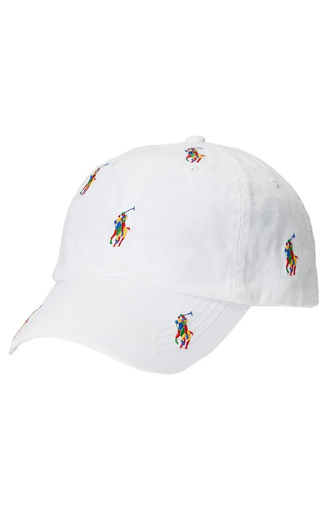 商品Ralph Lauren|Rainbow-Hued All Over Pony Chino Ball Cap - Pure White,价格¥251,第1张图片