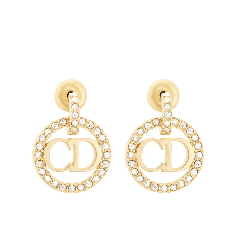 商品Dior|【预售3-7天】DIOR/迪奥 22新款CLAIR D LUNE系列 女士金色饰面金属银色调仿水晶装饰圈形挂坠耳环E1911CDLCY_D03S,价格¥2946,第1张图片