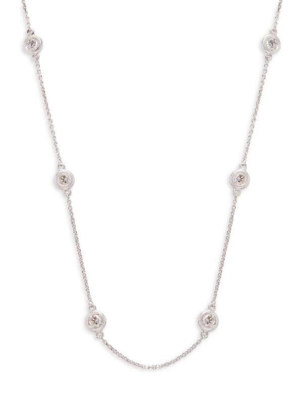 商品Effy|14K White Gold & 1.5 TCW Bezel Diamond Station Necklace,价格¥18078,第1张图片