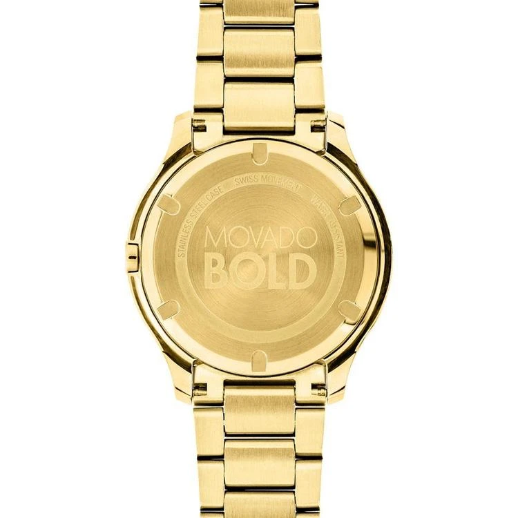 商品Movado|Men's Swiss Bold Gold-Tone Stainless Steel Bracelet Watch 38mm 3600416,价格¥3744,第3张图片详细描述
