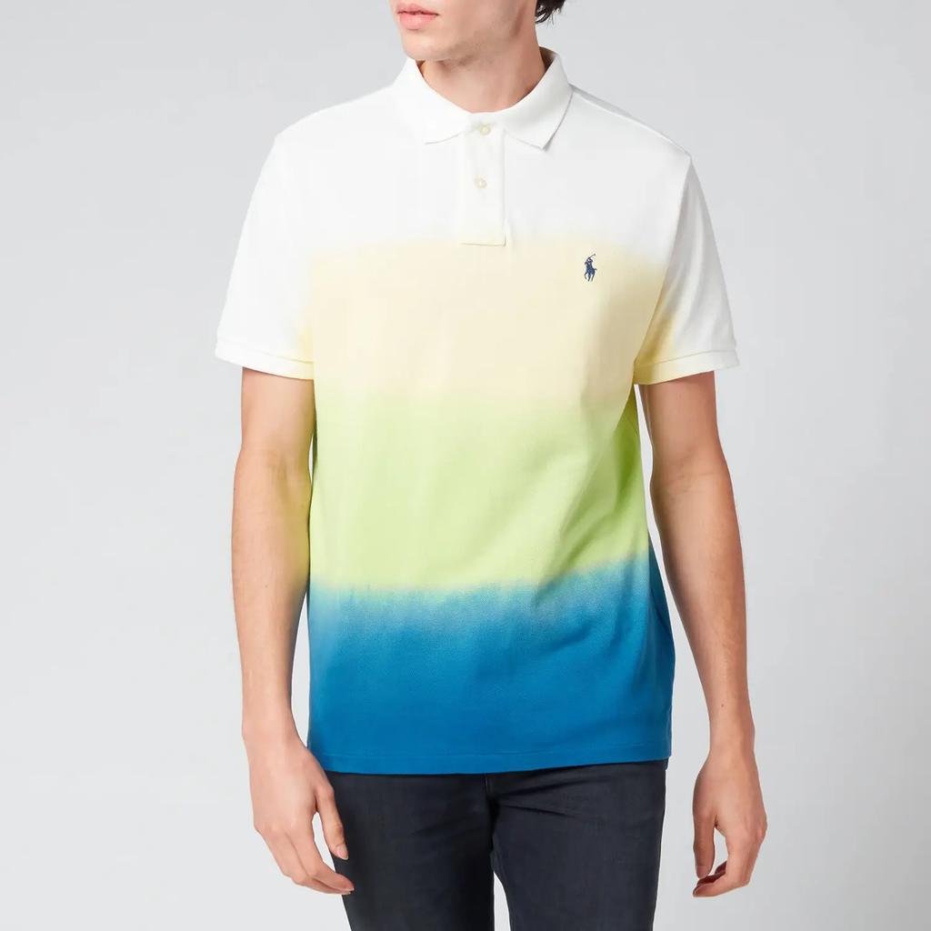 商品Ralph Lauren|Polo Ralph Lauren Men's Custom Slim Fit Mesh Polo Shirt - Bright Navy Dip Dye Multi,价格¥473,第1张图片
