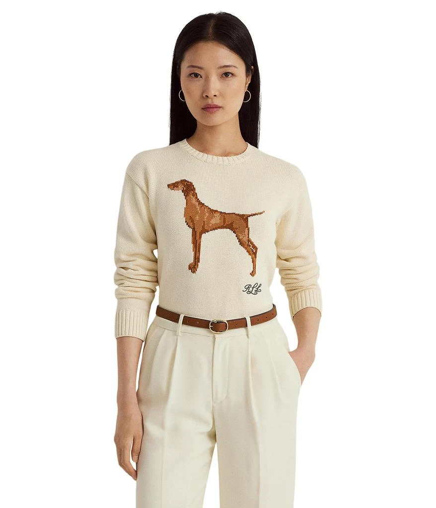 商品Ralph Lauren|Petite Intarsia-Knit Cotton-Blend Sweater,价格¥1085,第1张图片