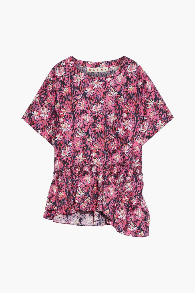 商品Marni|Asymmetric ruffled printed silk top,价格¥1129,第3张图片详细描述