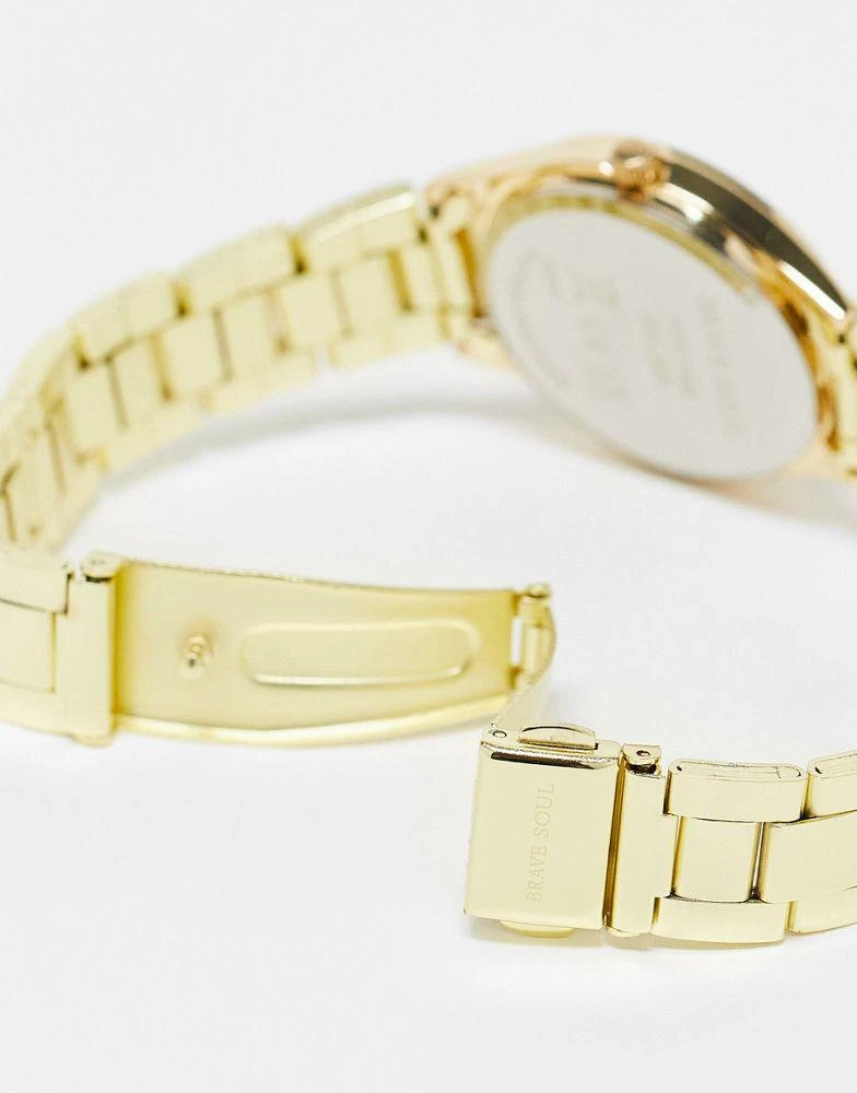 商品Brave Soul|Brave Soul chunky bracelet watch with diamante face detail in gold,价格¥196,第3张图片详细描述