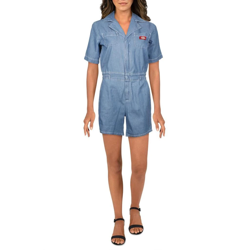 商品DICKIES|Dickies Womens Juniors Denim Cuffed Shortalls,价格¥185,第1张图片