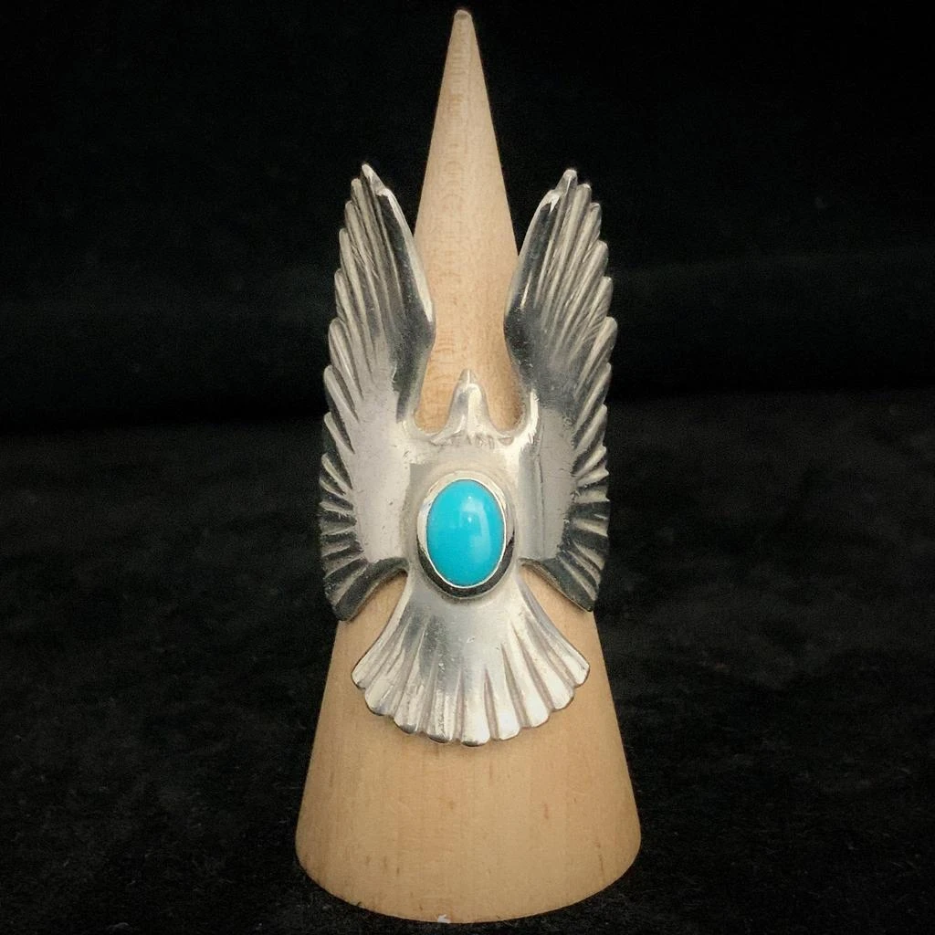 商品Native Feather|Goros Turquoise Eagle Ring - Silver And Blue,价格¥11570,第1张图片