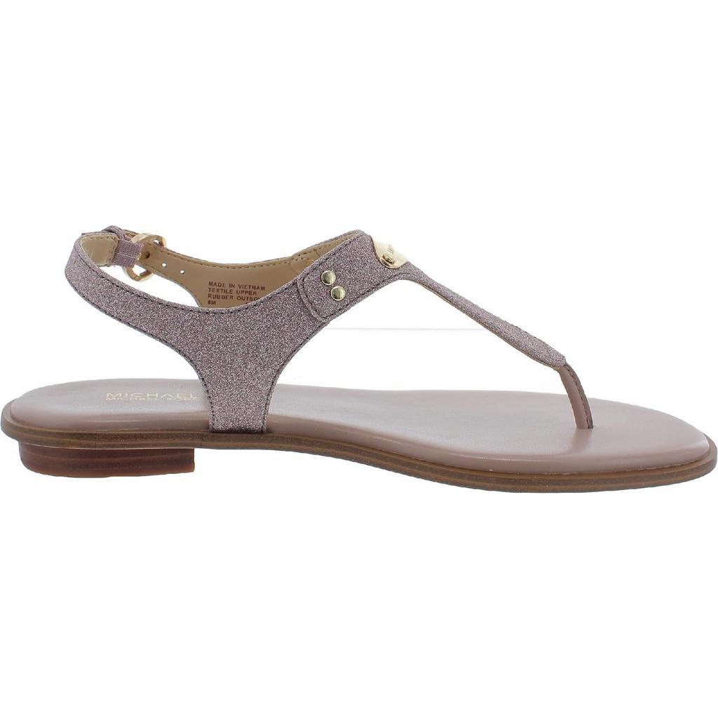 商品Michael Kors|MICHAEL Michael Kors Womens MK Plate Glitter Buckle Flat Sandals,价格¥282,第4张图片详细描述