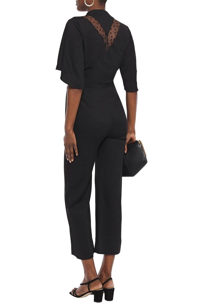 商品Sandro|Nala wrap-effect point d'esprit-paneled twill jumpsuit,价格¥1474,第1张图片