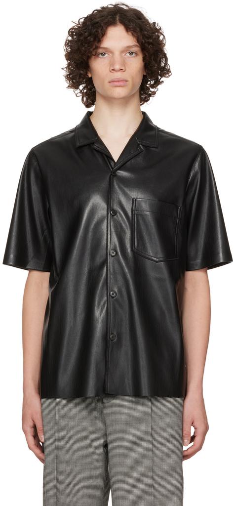 Black Bodil Vegan Leather Shirt商品第1张图片规格展示