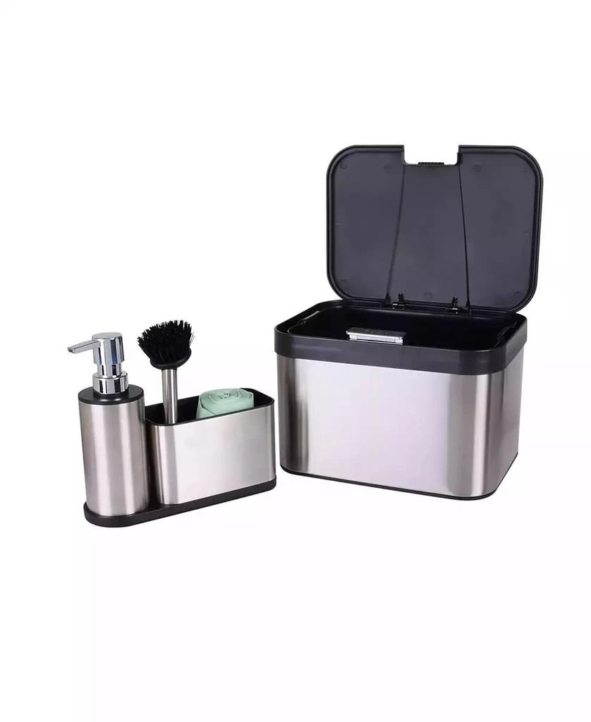 商品Organize it All|Stainless Steel Compost Bin Set with Biodegradable Bags, Sink Organizer & Scrub Brush,价格¥593,第5张图片详细描述