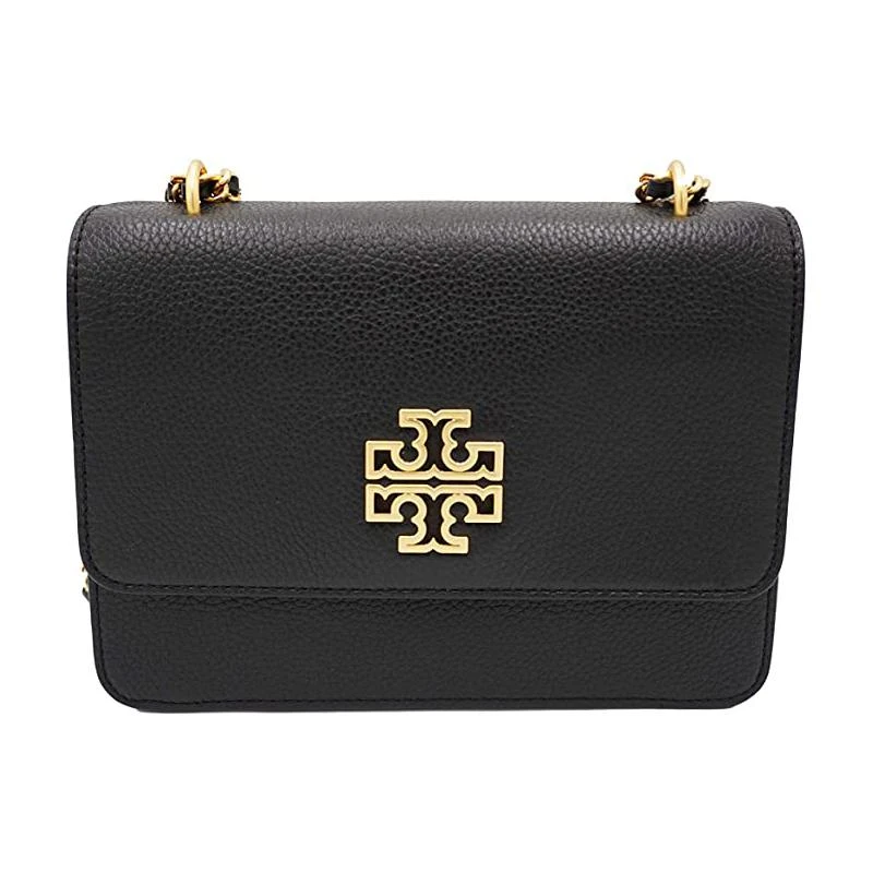 商品[国内直发] Tory Burch|TB女包 Britten黑色荔枝纹牛皮革单肩斜挎风琴包小方包 9 x 3 x 7 cm,价格¥2415,第1张图片