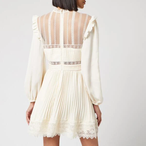 商品Self Portrait|Self-Portrait Women's Cream Lace Trim Mini Dress - Cream,价格¥1899,第2张图片详细描述