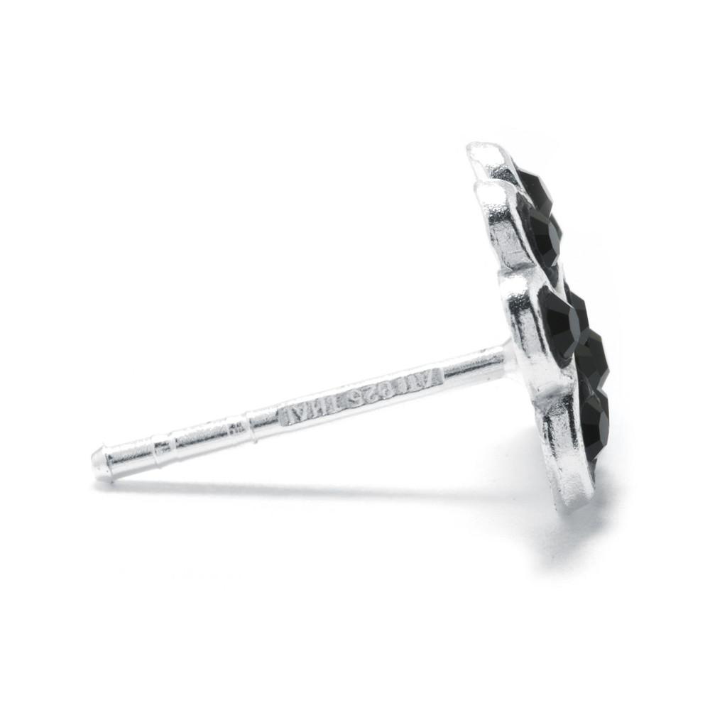 Black Pave Crystal Dog Paw Stud Earrings set in Sterling Silver商品第3张图片规格展示