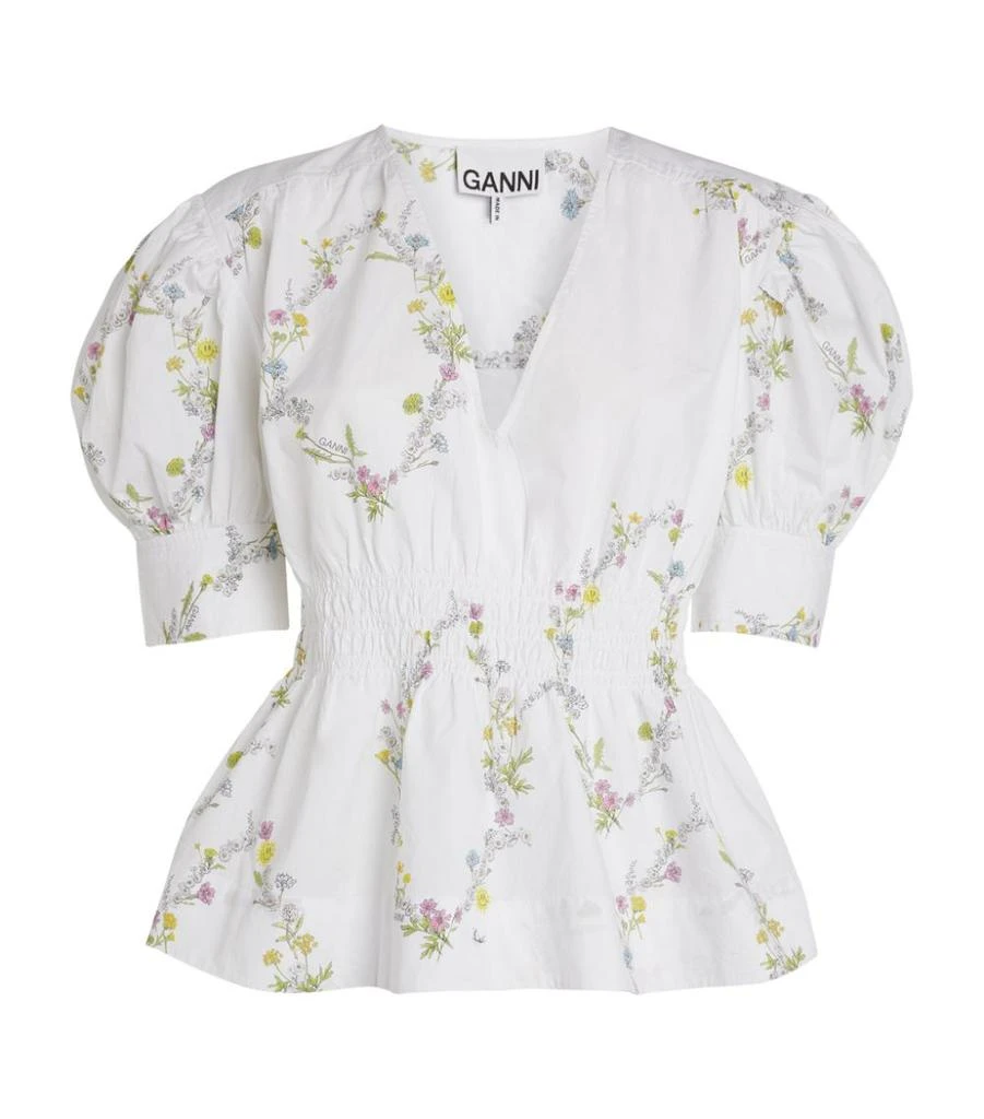 商品Ganni|Cotton Floral Top,价格¥1022,第1张图片