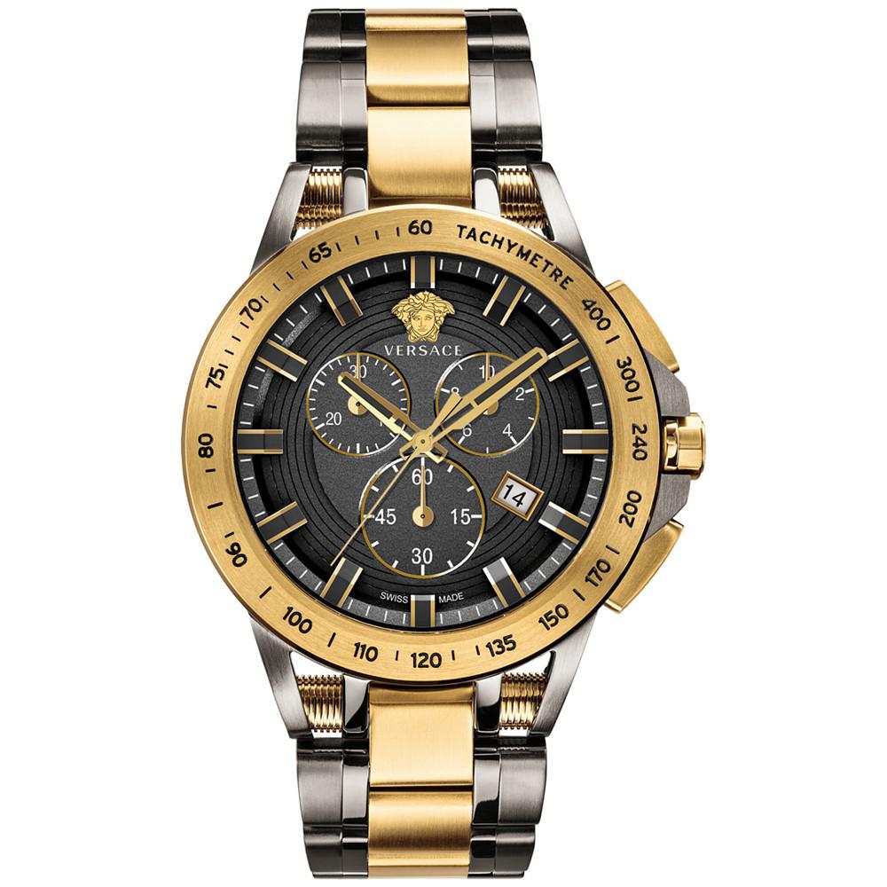 Men's Swiss Chronograph Sport Tech Two-Tone Stainless Steel Bracelet Watch 45mm商品第1张图片规格展示