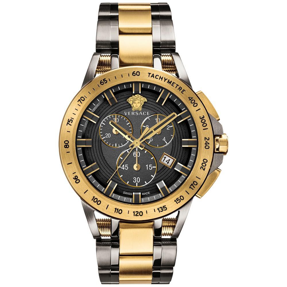 商品Versace|Men's Swiss Chronograph Sport Tech Two-Tone Stainless Steel Bracelet Watch 45mm,价格¥13242,第1张图片