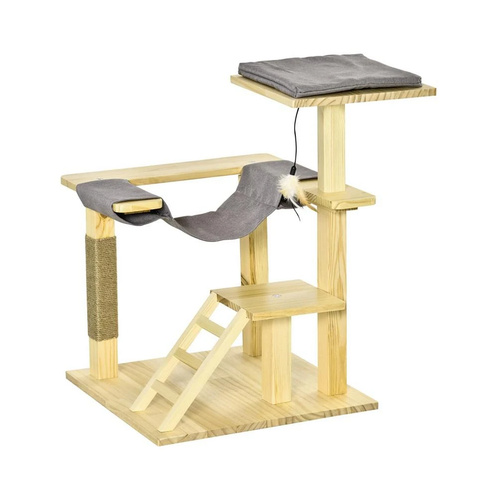 商品PawHut|25.5" Cat Tree Tower, Pinewood Climbing Activity Set Scratching Post,价格¥373,第1张图片