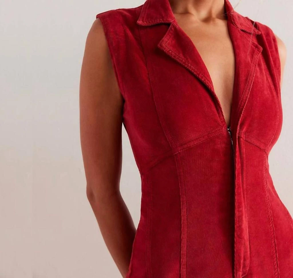 商品Free People|Crvy Ring The Alarm Corduroy Jumpsuit In Haute Red,价格¥854,第2张图片详细描述