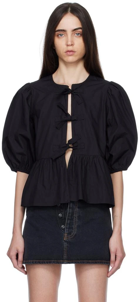 商品Ganni|Black Peplum Blouse,价格¥1087,第1张图片