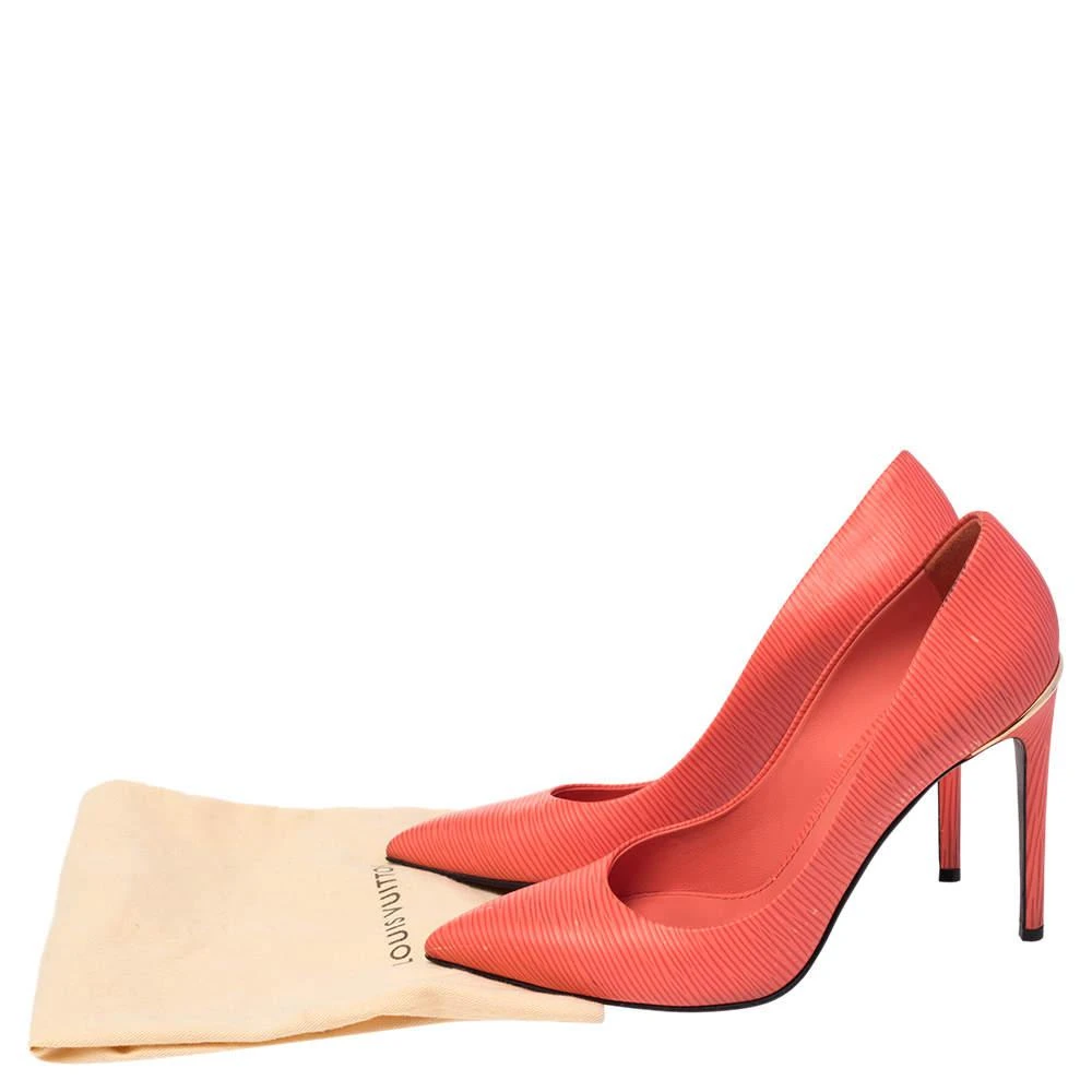 Louis Vuitton Orange Epi Leather Eyeline Pointed Toe Pumps Size 38.5 商品