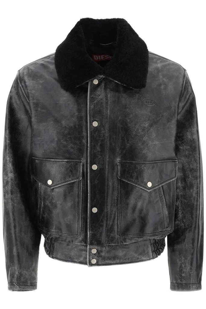 商品Diesel|L-Muds vintage-leather jacket,价格¥5002,第1张图片