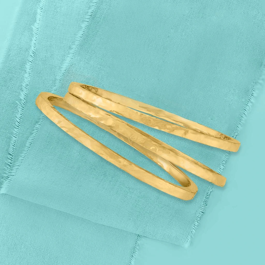 Ross-Simons Italian 24kt Gold Over Sterling Silver Jewelry Set: 3 Hammered Bangle Bracelets 商品