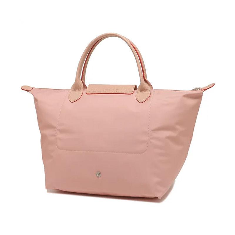 珑骧 女士Le Pliage Club系列中号粉色织物短柄可折叠手提包饺子包 28*30*20cm商品第3张图片规格展示