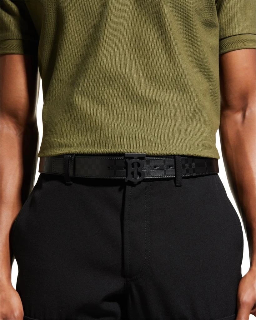 商品Burberry|Men's Tonal Check TB-Logo Buckle Belt,价格¥3982,第2张图片详细描述