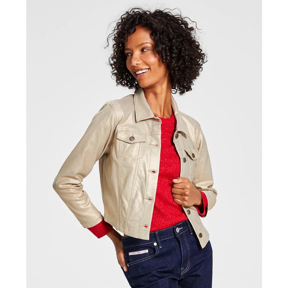 商品Tommy Hilfiger|Women's Foil Cropped Trucker Jacket,价格¥351,第1张图片