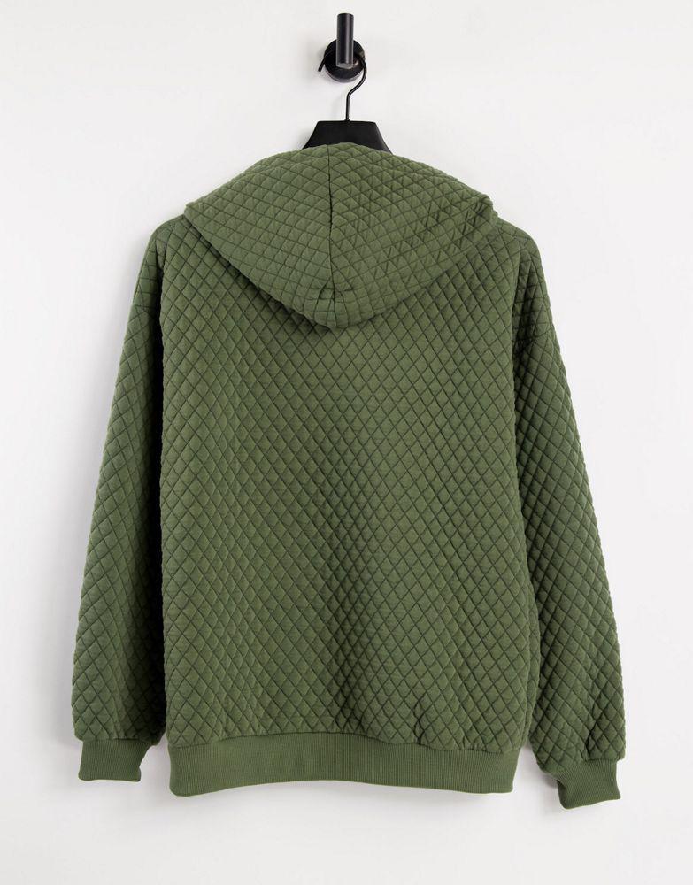 商品ASOS|ASOS DESIGN oversized quilted hoodie in khaki,价格¥202,第4张图片详细描述