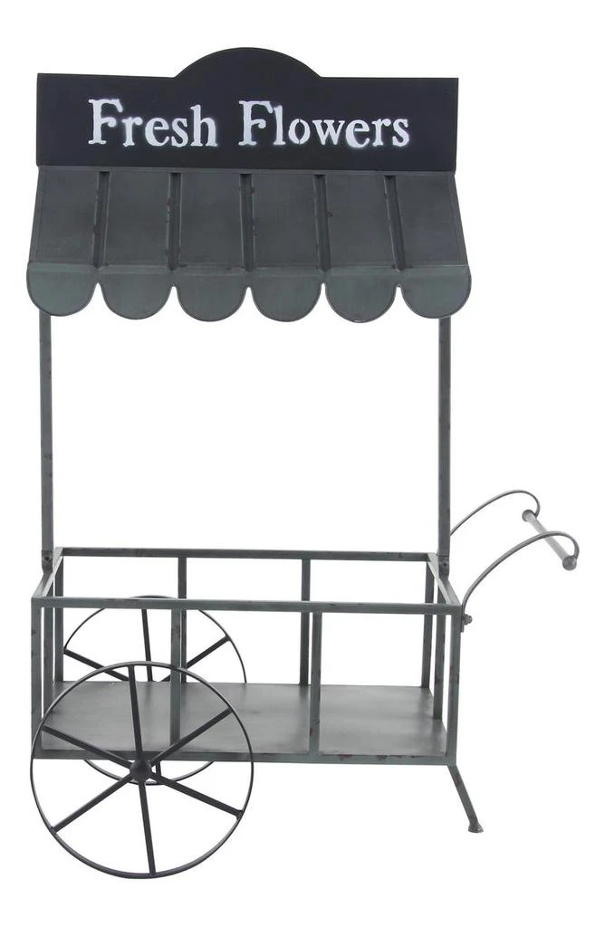 商品WILLOW ROW|Black Metal Indoor & Outdoor Flower Cart Plant Stand,价格¥1648,第1张图片