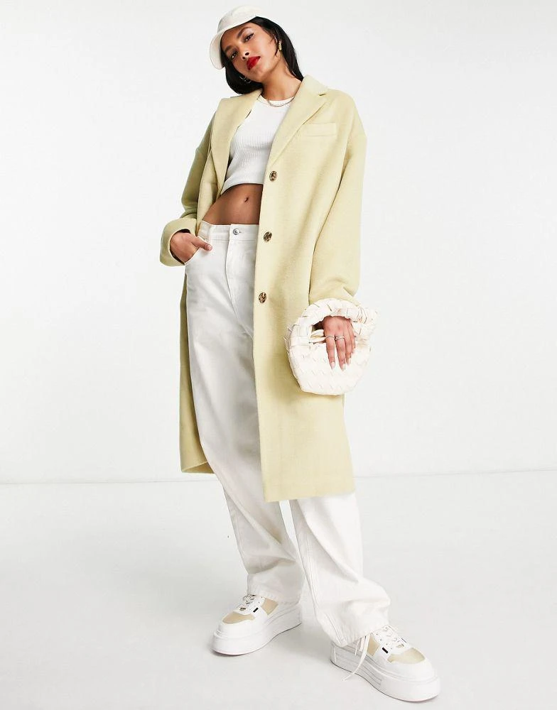 商品Topshop|Topshop smart long coat in sage,价格¥320,第4张图片详细描述