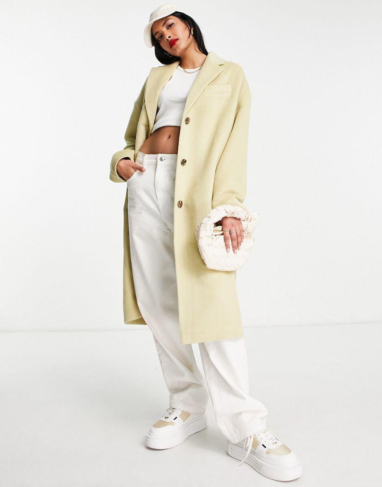 商品Topshop|Topshop smart long coat in sage,价格¥426,第6张图片详细描述