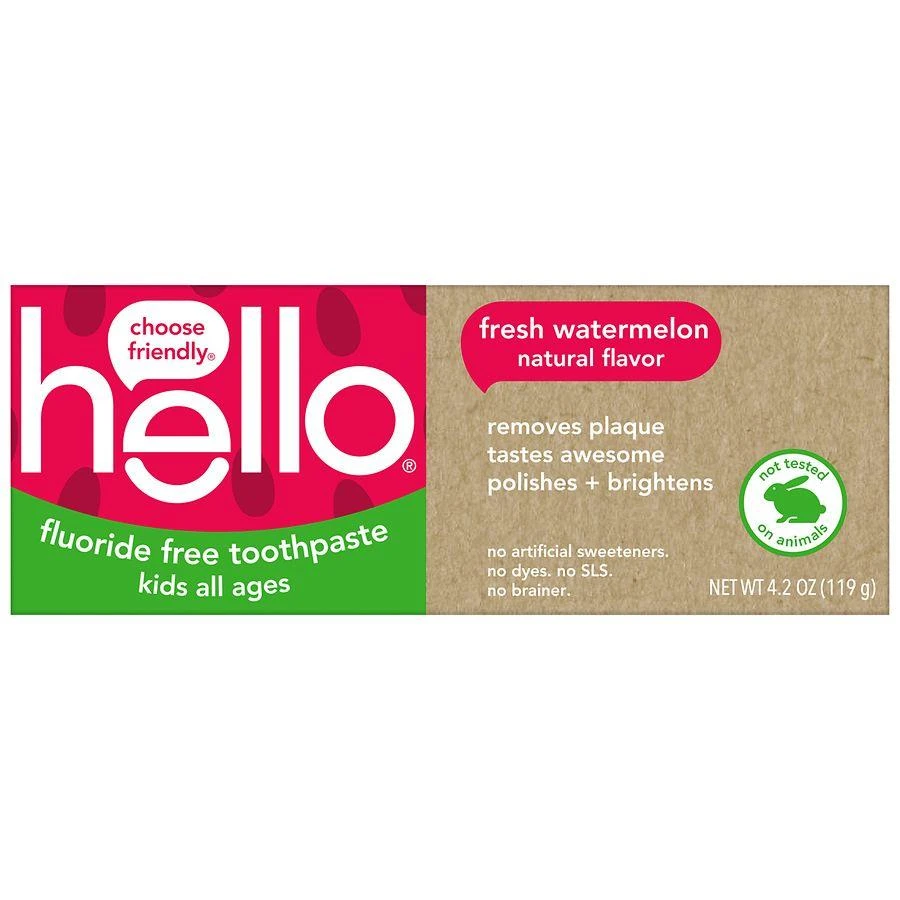 商品Hello|Fluoride Free Kids Toothpaste Watermelon,价格¥44,第2张图片详细描述