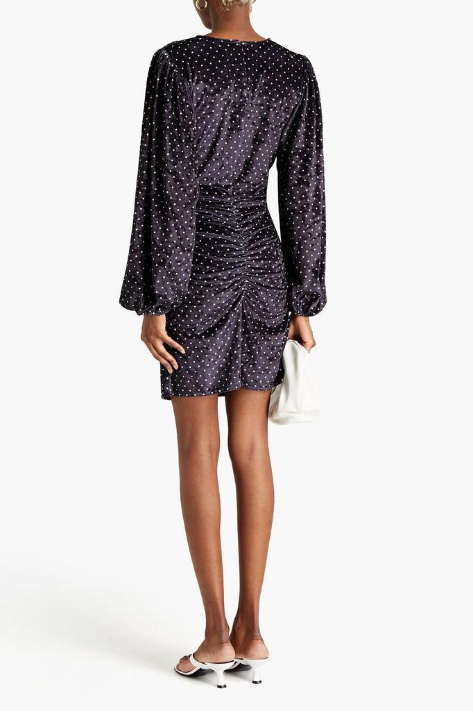 商品Ganni|Ruched polka-dot velvet mini dress,价格¥530,第1张图片