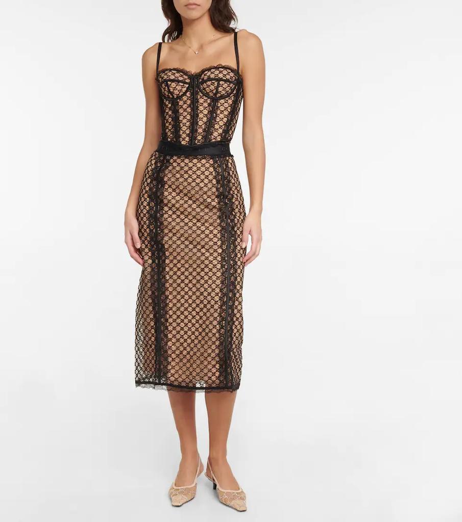 商品Gucci|GG绢网与蕾丝中长半身裙,价格¥17539,第4张图片详细描述
