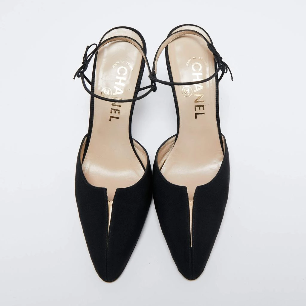 商品[二手商品] Chanel|Chanel Black Canvas Pointed Toe  Ankle Wrap Sandals Size 39 ,价格¥2205,第3张图片详细描述