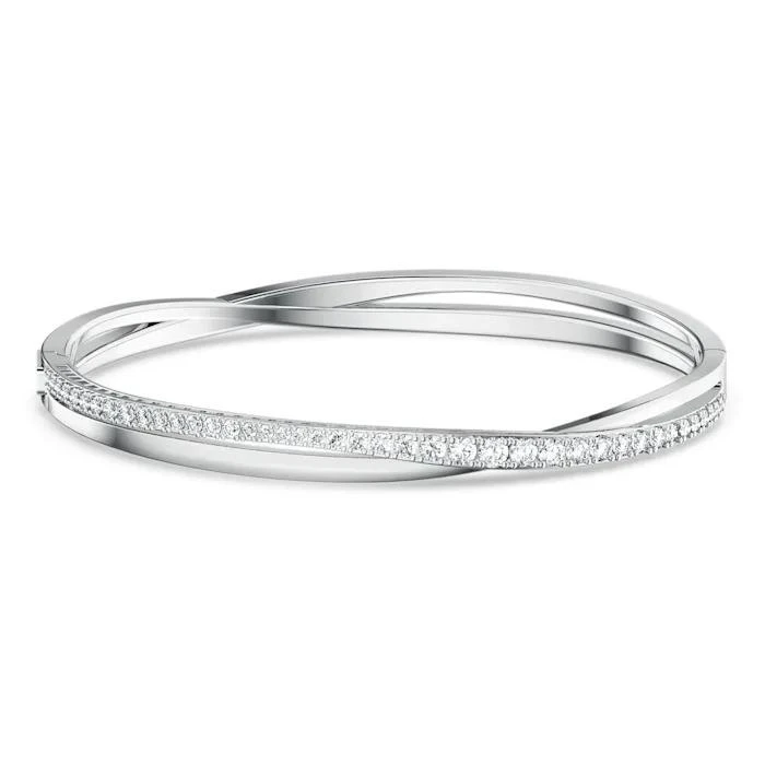 商品Swarovski|Ladies Twist Rhodium Plated Bangle,价格¥761,第1张图片