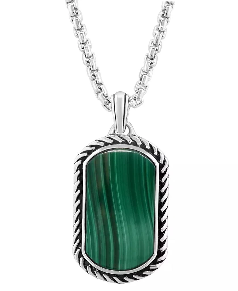 商品Effy|EFFY® Men's Malachite Dog Tag 22" Pendant Necklace in Sterling Silver,价格¥2674,第3张图片详细描述