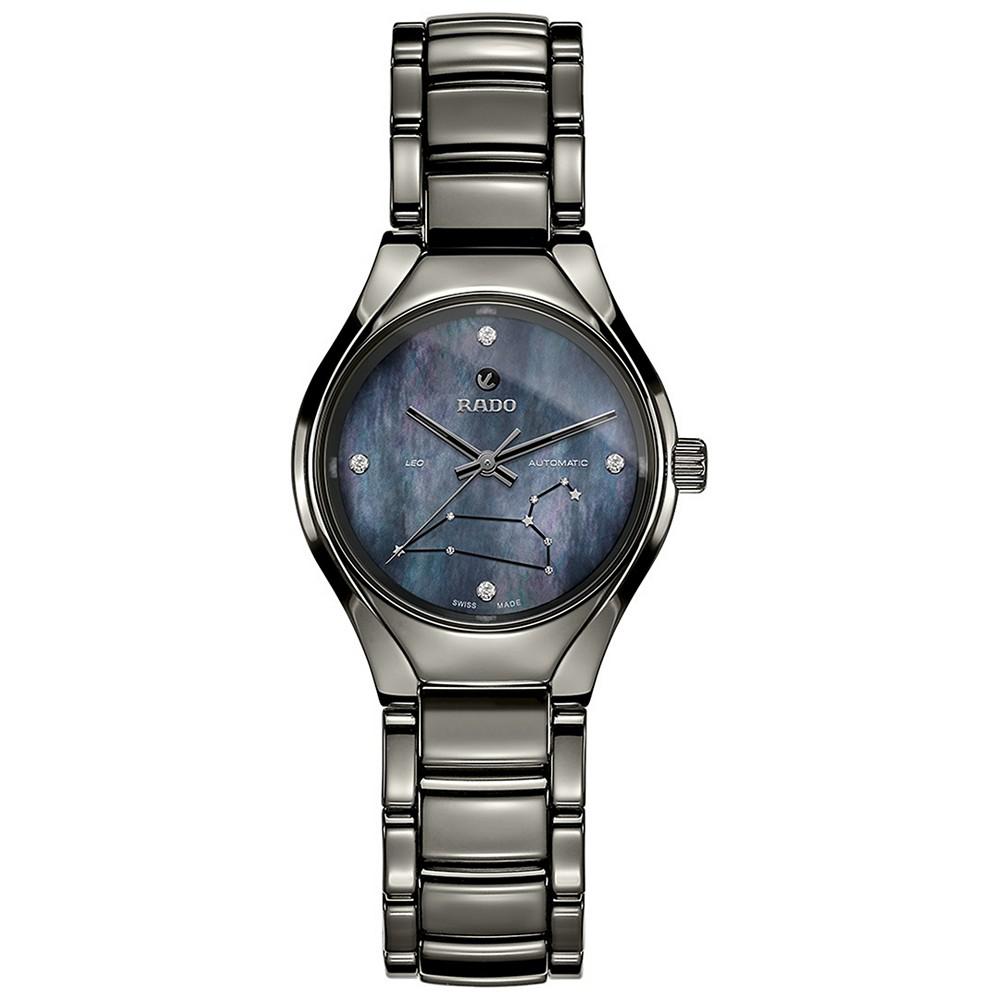 Women's Swiss Automatic True Star Leo Sign Diamond-Accent Plasma High-Tech Ceramic Bracelet Watch 30mm商品第1张图片规格展示