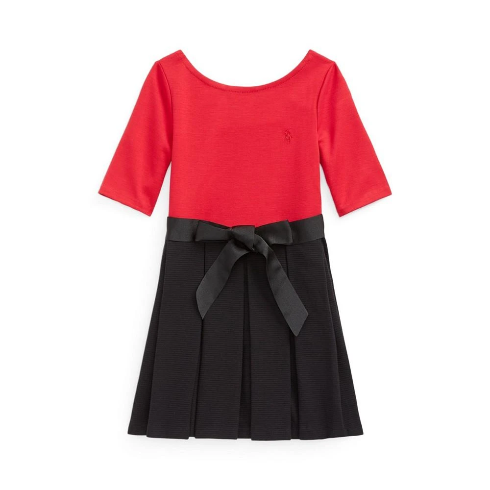 商品Ralph Lauren|Little and Toddler Girls Pleated Ponte Fit and Flare Dress,价格¥183,第1张图片