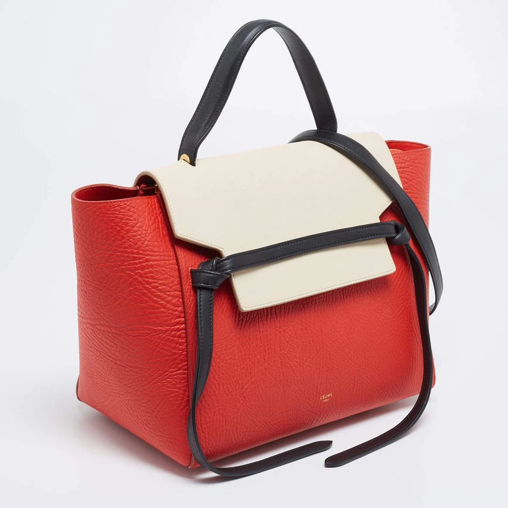 商品[二手商品] Celine|Celine Red/Cream Leather Mini Belt Top Handle Bag,价格¥7023,第3张图片详细描述