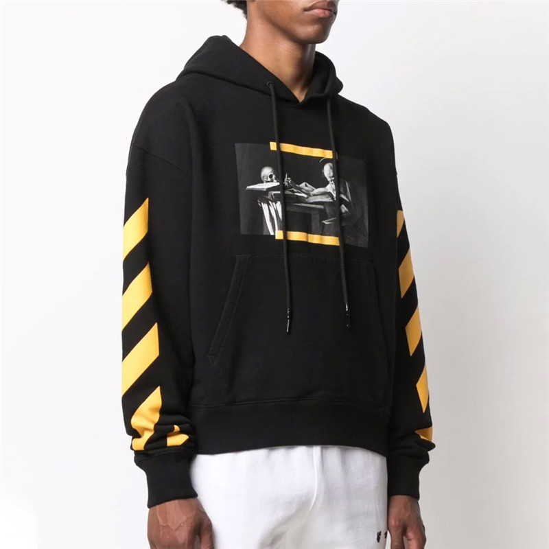 OFF WHITE 男士黑色油画印花连帽卫衣 OMBB037F21FLE011-1084商品第4张图片规格展示