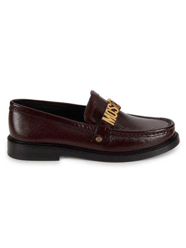 【関税込み】Moschino ブラック エンボスロゴ ローファー Moschino Logo-Detailed Leather Loafers | Saks Fifth Avenue
