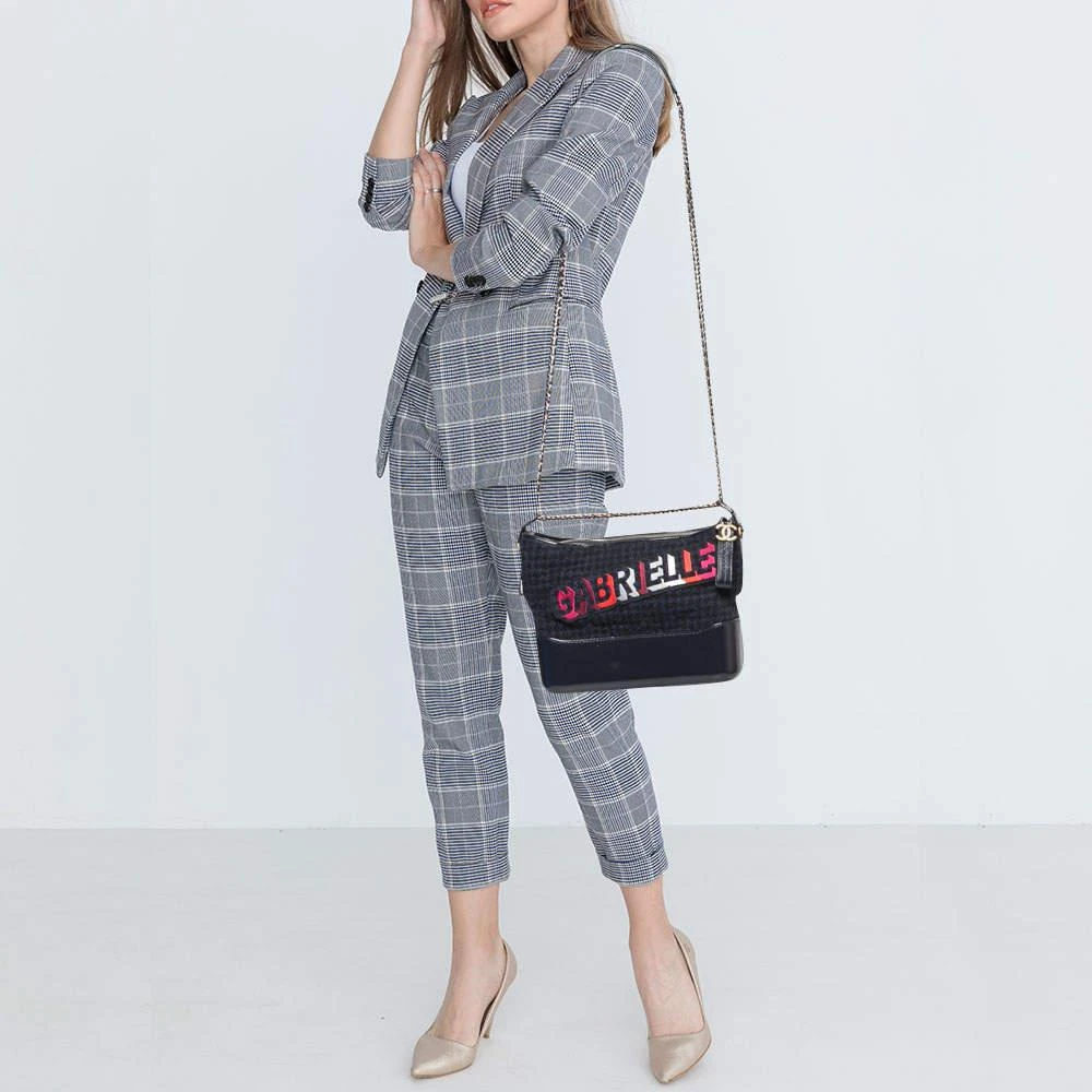 商品[二手商品] Chanel|Chanel Black/Blue Tweed And Leather Gabrielle Shoulder Bag,价格¥16496,第2张图片详细描述