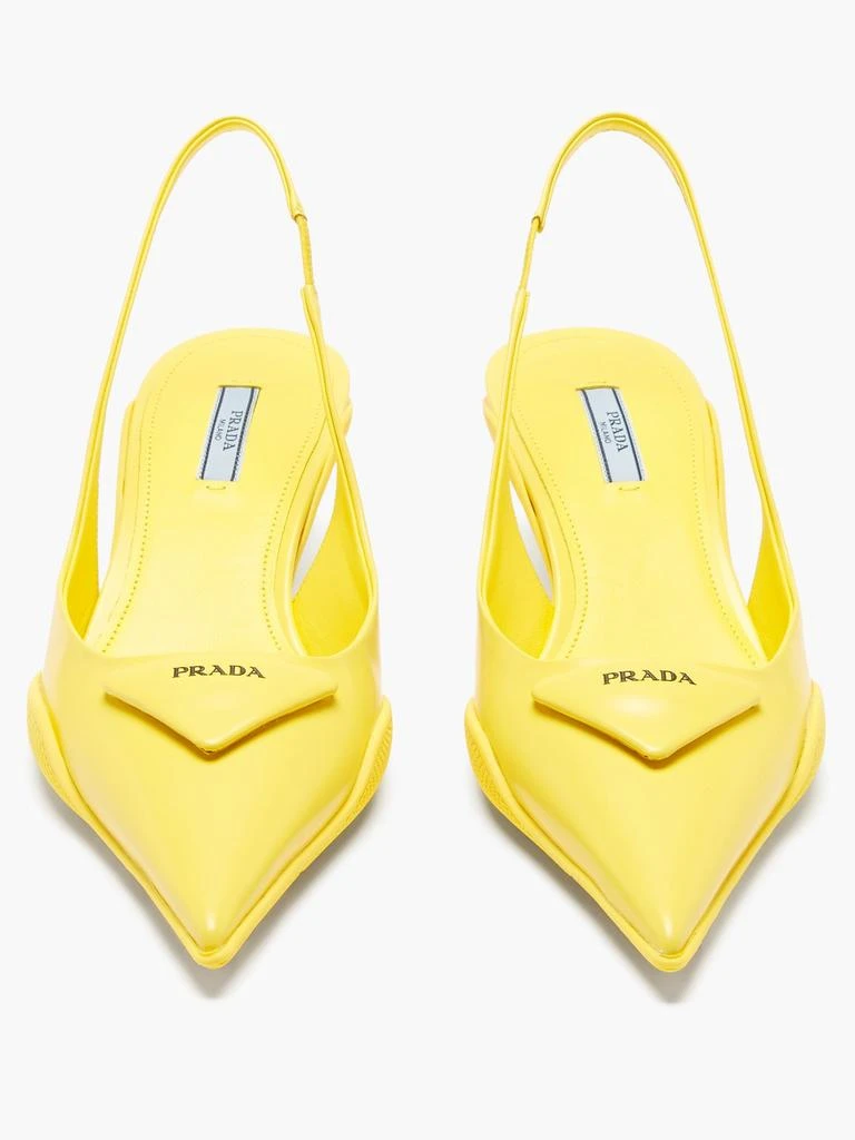 商品Prada|Triangle logo-plaque leather slingback pumps,价格¥4260,第5张图片详细描述
