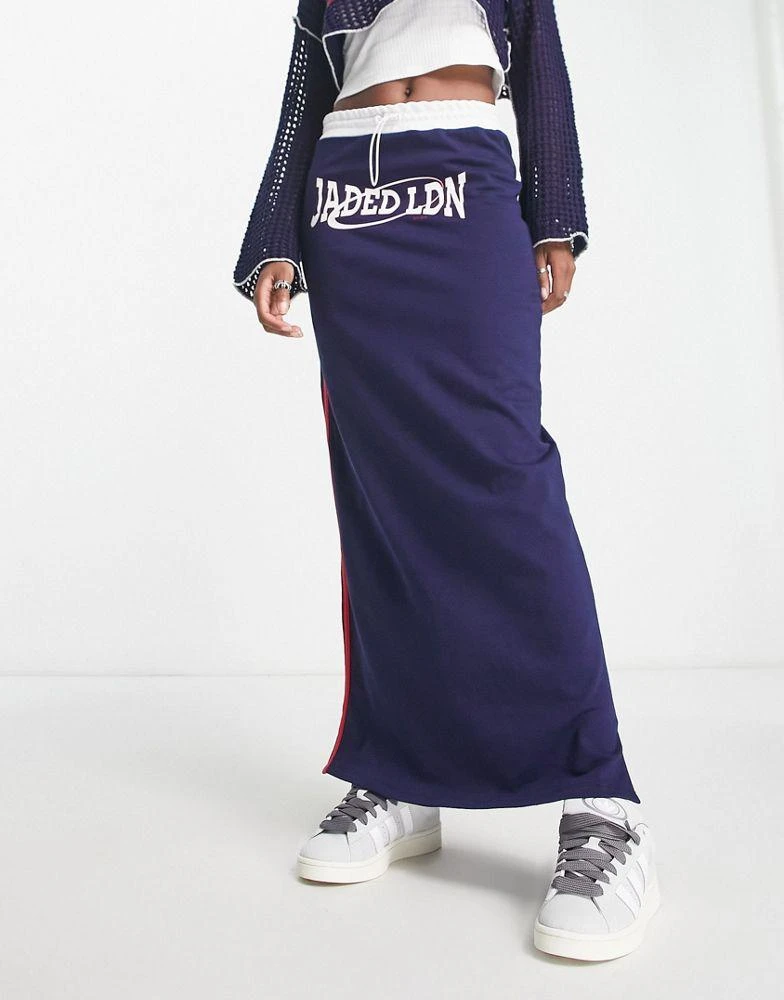 商品Jaded London|Jaded London elasticated waist sporty midi skirt in navy,价格¥464,第2张图片详细描述